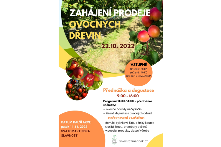 Zahájení prodeje ovocných dřevin - Zahradnictví Rozmarínek